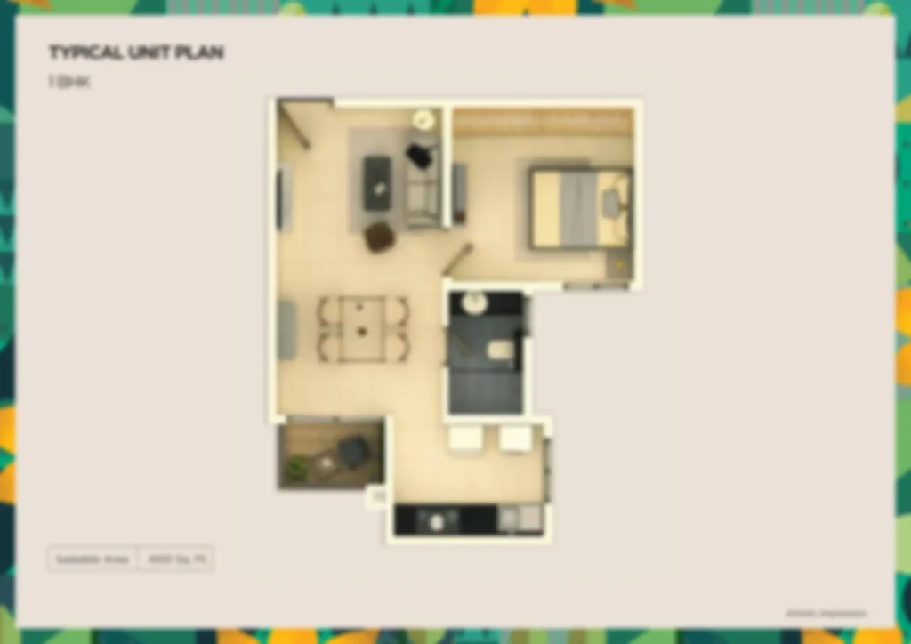 Purva Flow 2 bhk Apartment Floor Plan by Puravankara Group located at KIADB Aerospace Park, Bagalur, Bangalore Karnataka